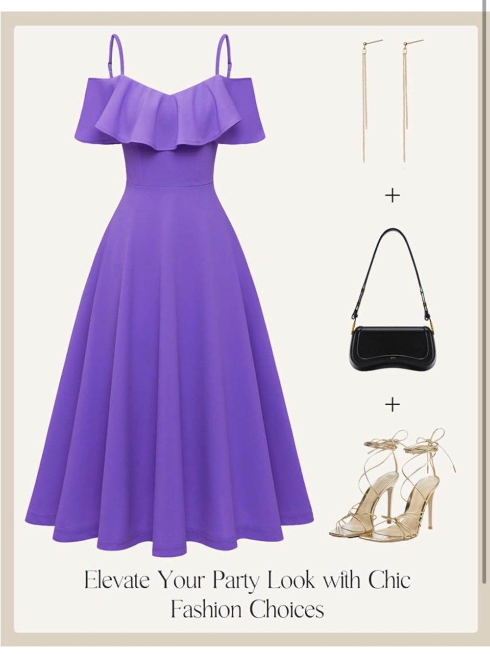 Off-Shoulder Ruffle Midi Dress in Violet - Picture 6 of 7